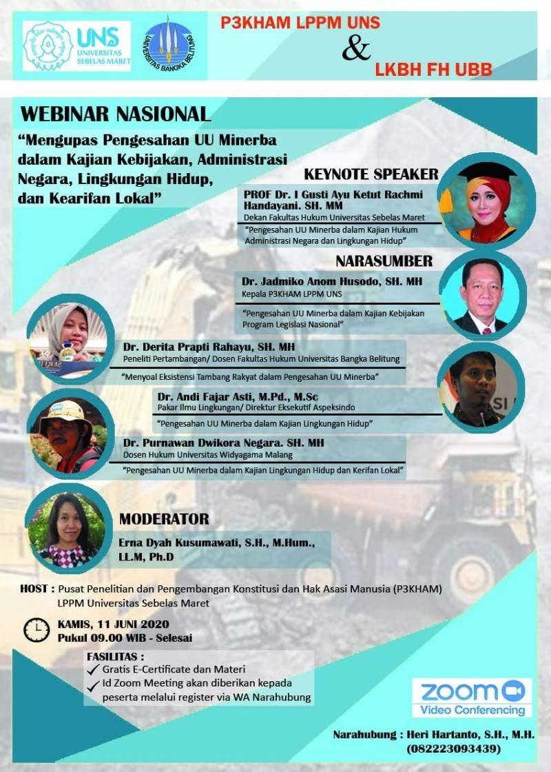 LKBH FH-UBB dan P3KHAM UNS Gelar Webinar Nasional Tentang Pengesahan UU Minerba